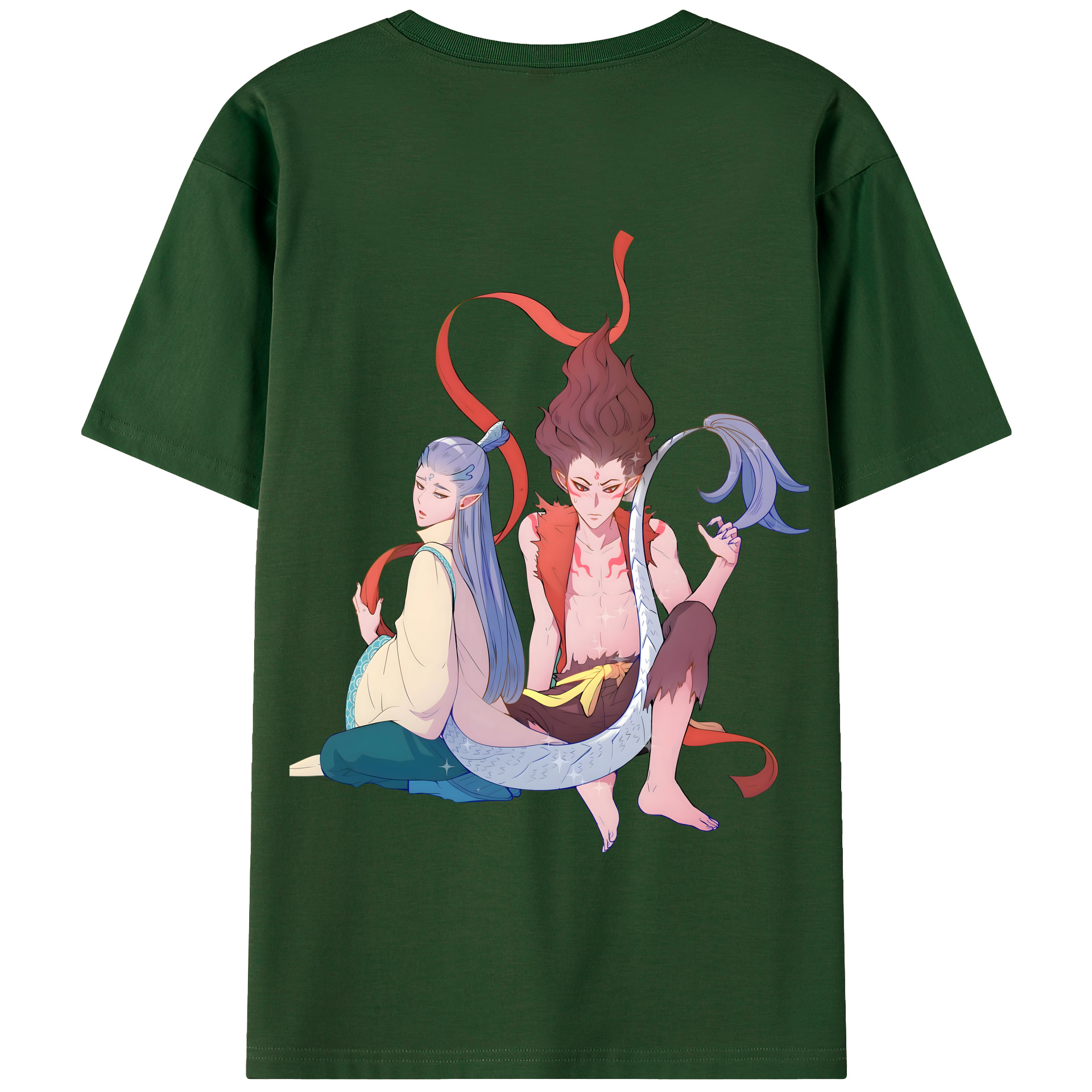 （画像用） Ne Zha 2 ナタ 魔童の大暴れ 綿100％半袖Tシャツ（背面プリント）